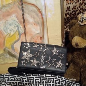 Yves Saint Laurent Black Star-Studded Crossbody Bag